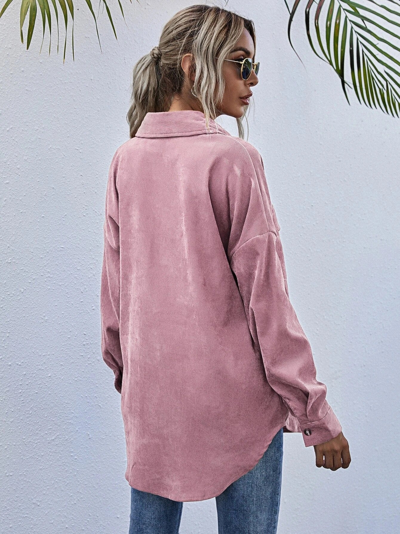 Autumn New Corduroy Shacket Collared Long Sleeve Loose Casual Jacket Women shacket