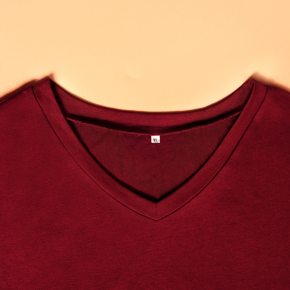 Women Clothing Mesh Fluffy Short Sleeve Puff Sleeve V neck Solid Color T shirt Women