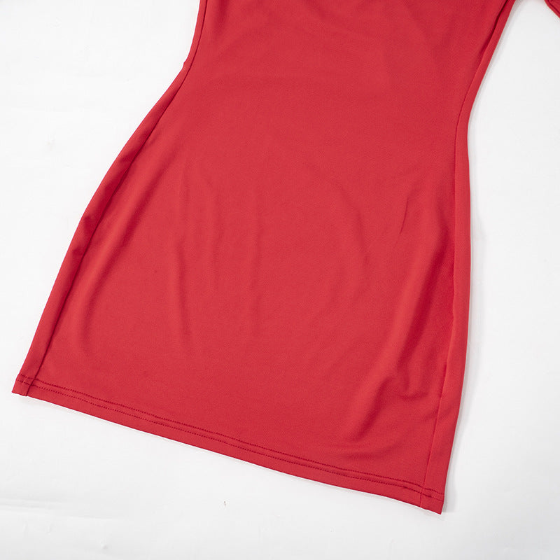 Women Clothing Low Collar Backless Simple Sheath