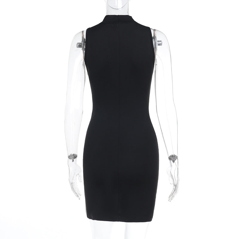 Spring Dress Socialite Sexy Slim Basic Split Vest Dress