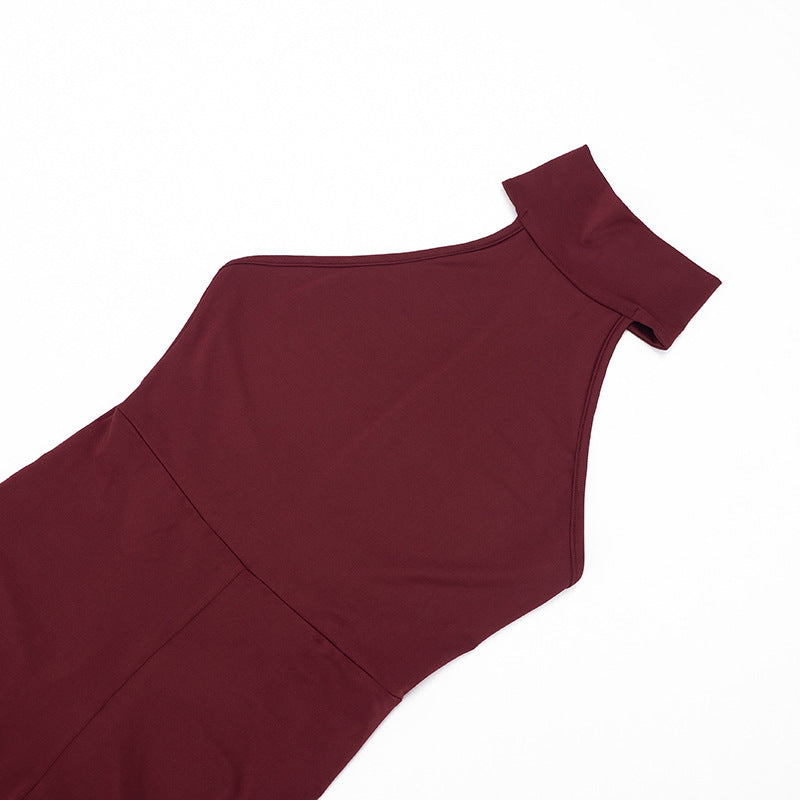 Women Clothing Spring Summer Sexy Slim Fit Turtleneck Halter Backless Bootcut Pants Jumpsuit for Women