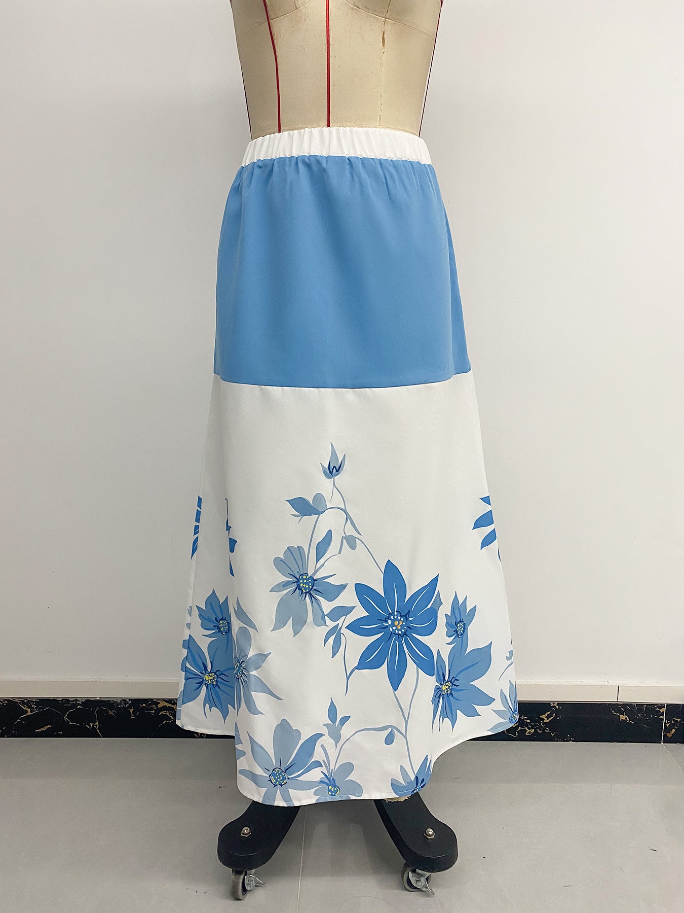 Summer Casual Multicolor Printing High Waist Long A line Skirt Women Clothing