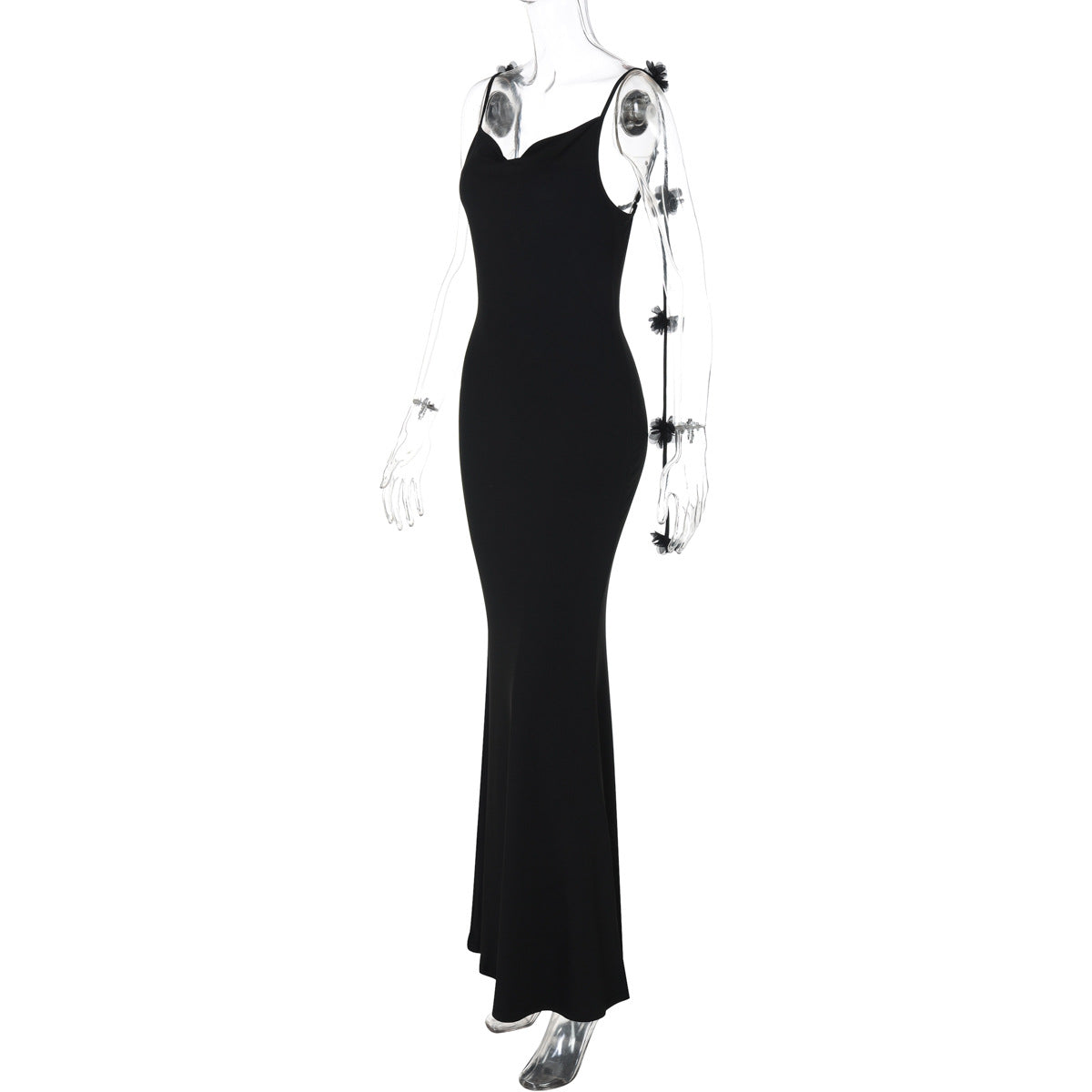 Summer Women Sexy Backless Floral Decoration Formal Dress Sling Dress