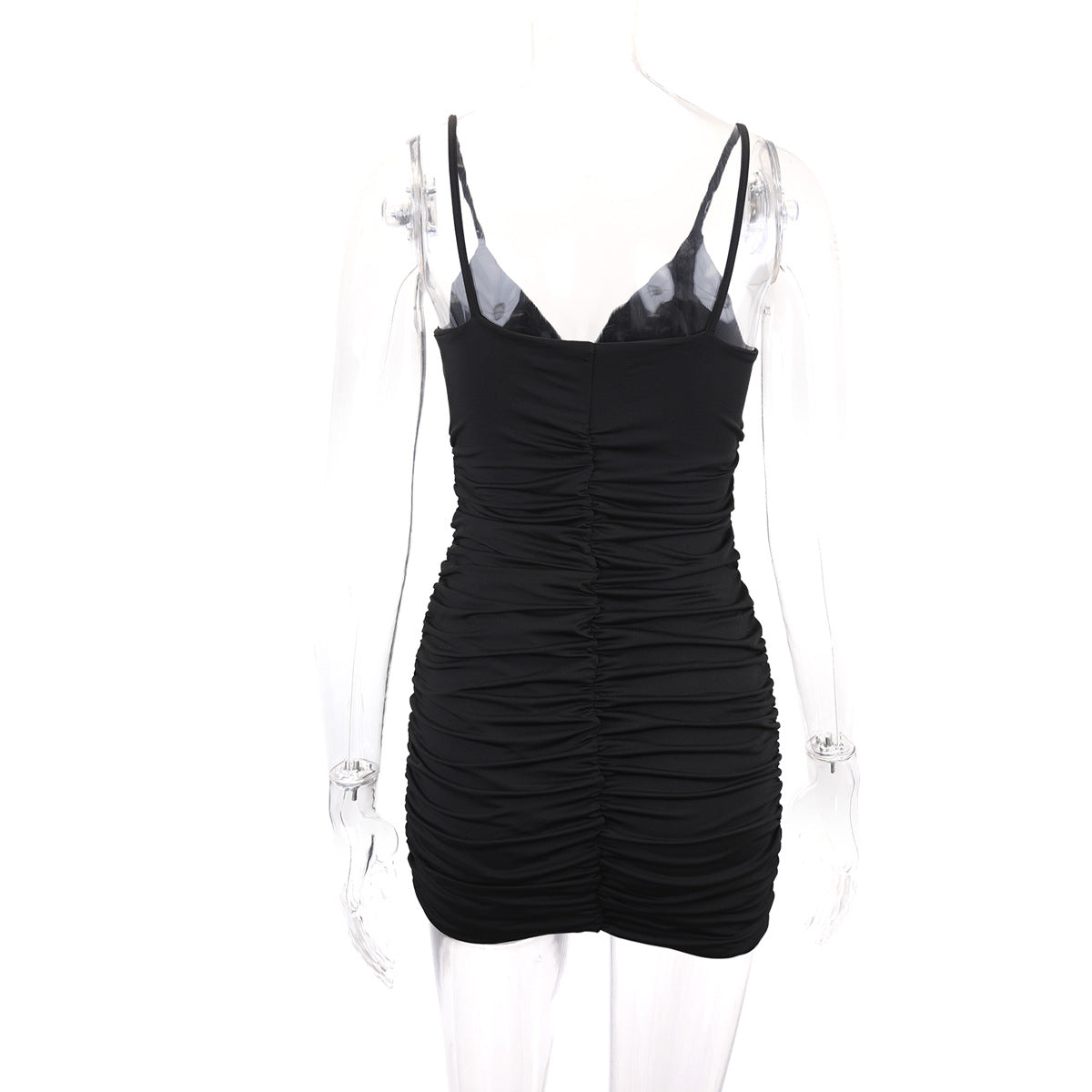 Women Clothing Strap Cross Pleated Sexy Dress