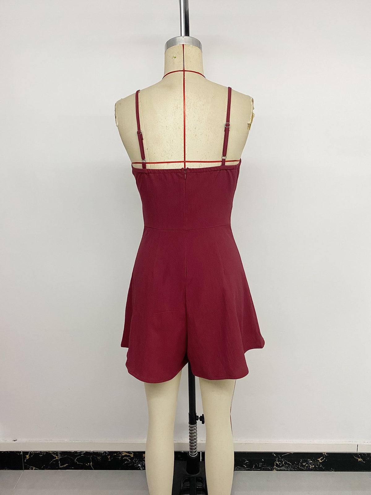 Sexy Date Vacation Chest Lace up Solid Color Suspender Jumpsuit
