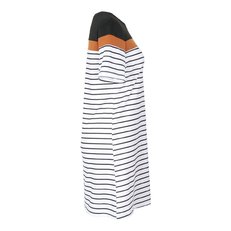 Summer Dress Contrast Color Loose Stripes T Shirt Dress