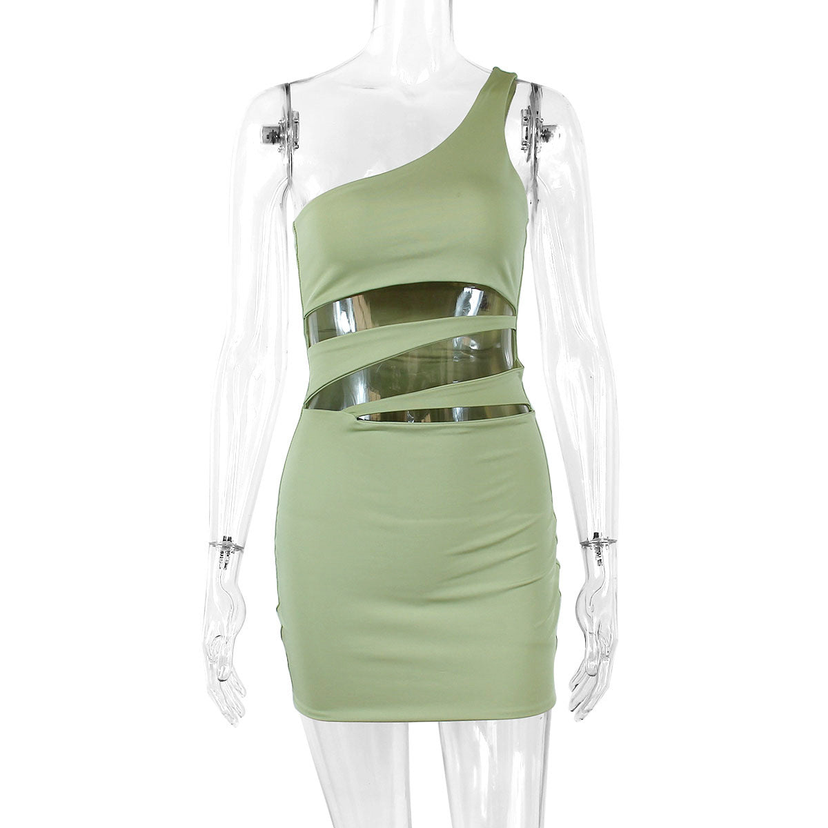 Women Clothing Summer Sexy One Shoulder Hollow Out Cutout Sheath Dress