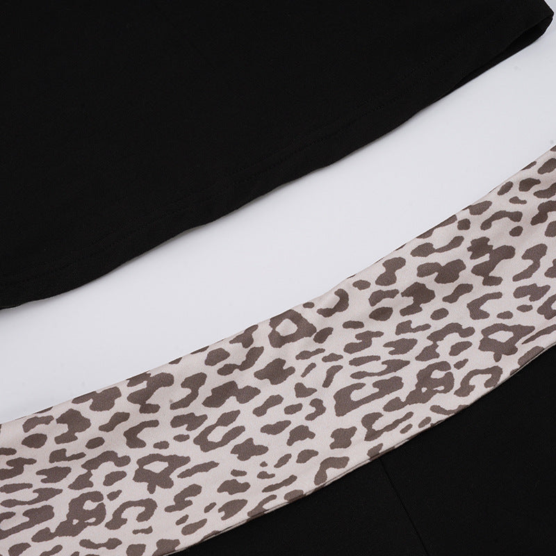 Sexy Women Wear Leopard Splicing Casual Tube Top Shorts Set Slimming Top Hip Boxer Shorts Two Piece Set