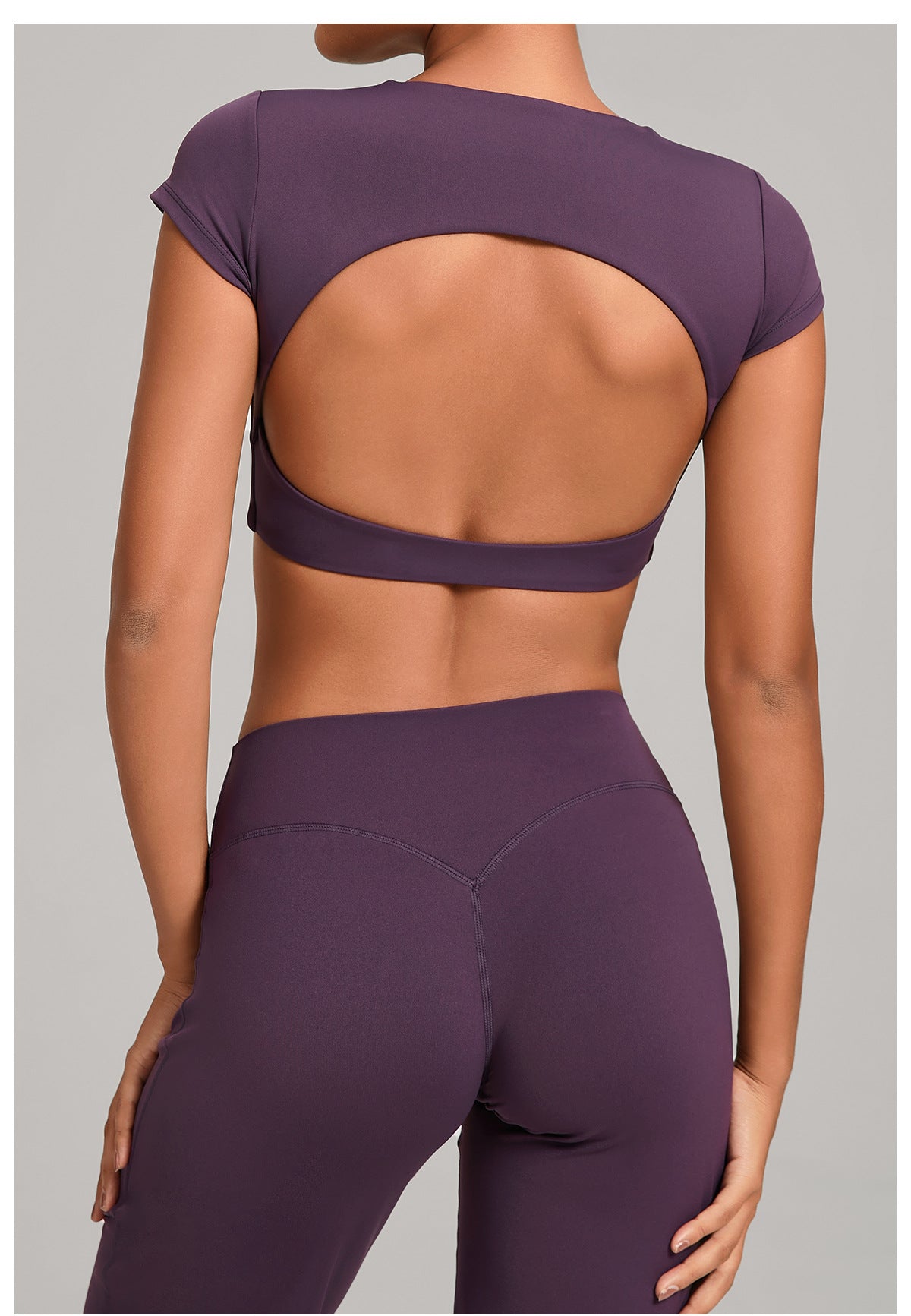 Backless Running Top Double Layer Sewing without Chest Pad Yoga Clothes Fitness Short Sleeve Women