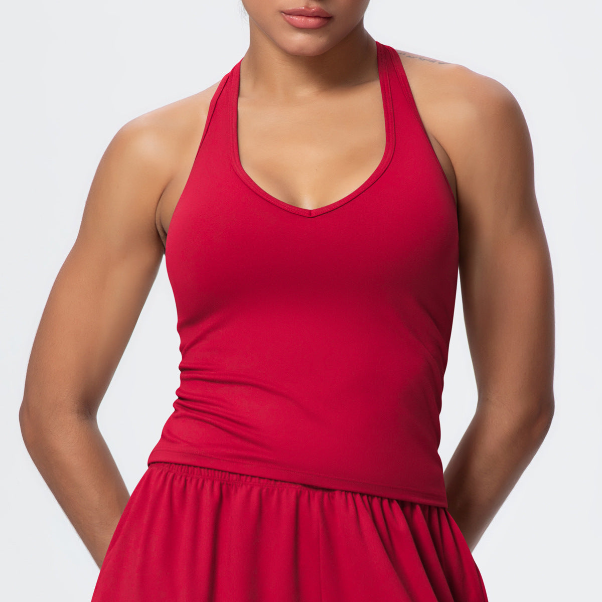 Brushed Solid Color Yoga Vest V Shaped Tight Back Spaghetti Strap Sports Underwear Running Workout Fitness Clothes