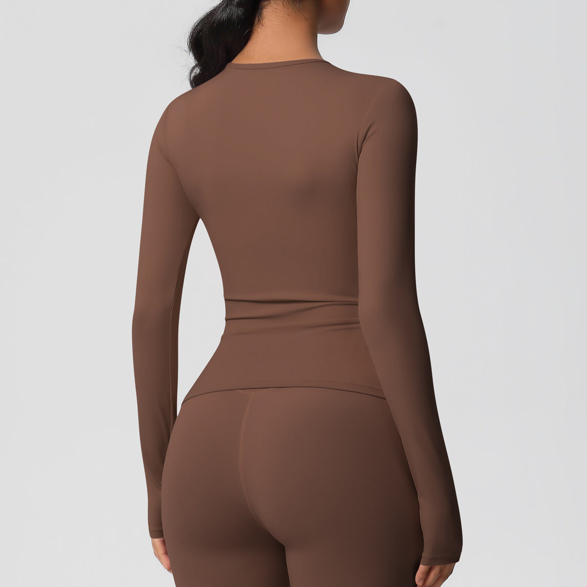 Nude Feel Brushed Slimming Tight High-Strength Running Pilates Daily Workout Clothes Yoga Long Sleeve Women