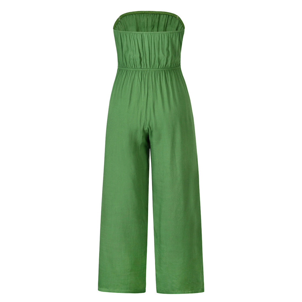 Casual Fashion Set Sexy Backless Slim Fit Jumpsuit Straight Leg Trousers Set Spring Summer New