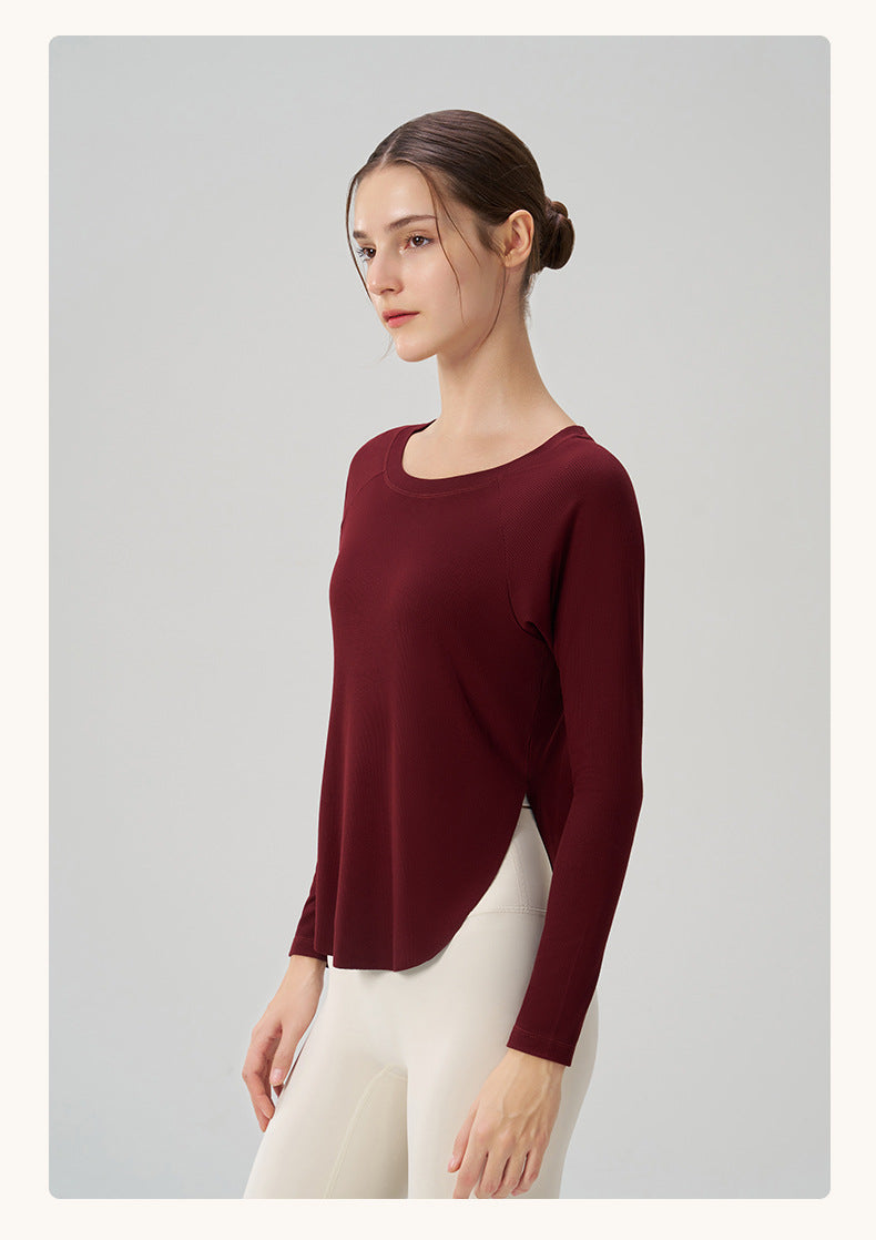 Autumn Nude Feel Yoga Clothes Women Loose Sexy off the Shoulder Yoga Jacket Casual Drape Sports Long Sleeved Top