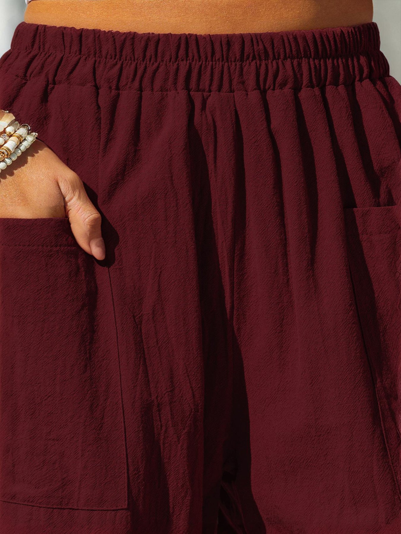 Women Clothing Autumn Winter Cotton Linen Casual Pants Vacation Elastic Waist
