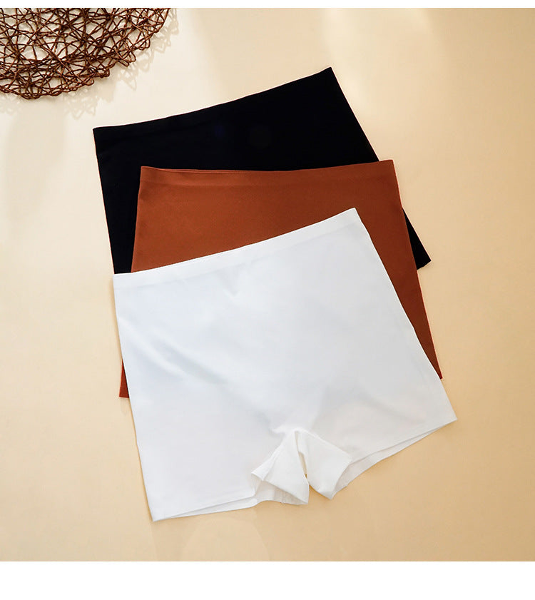 Ice Silk High Waist Flat Leg Safety Pants Anti Exposure Two in One with Inner Crotch Seamless Women Base Boxer Briefs