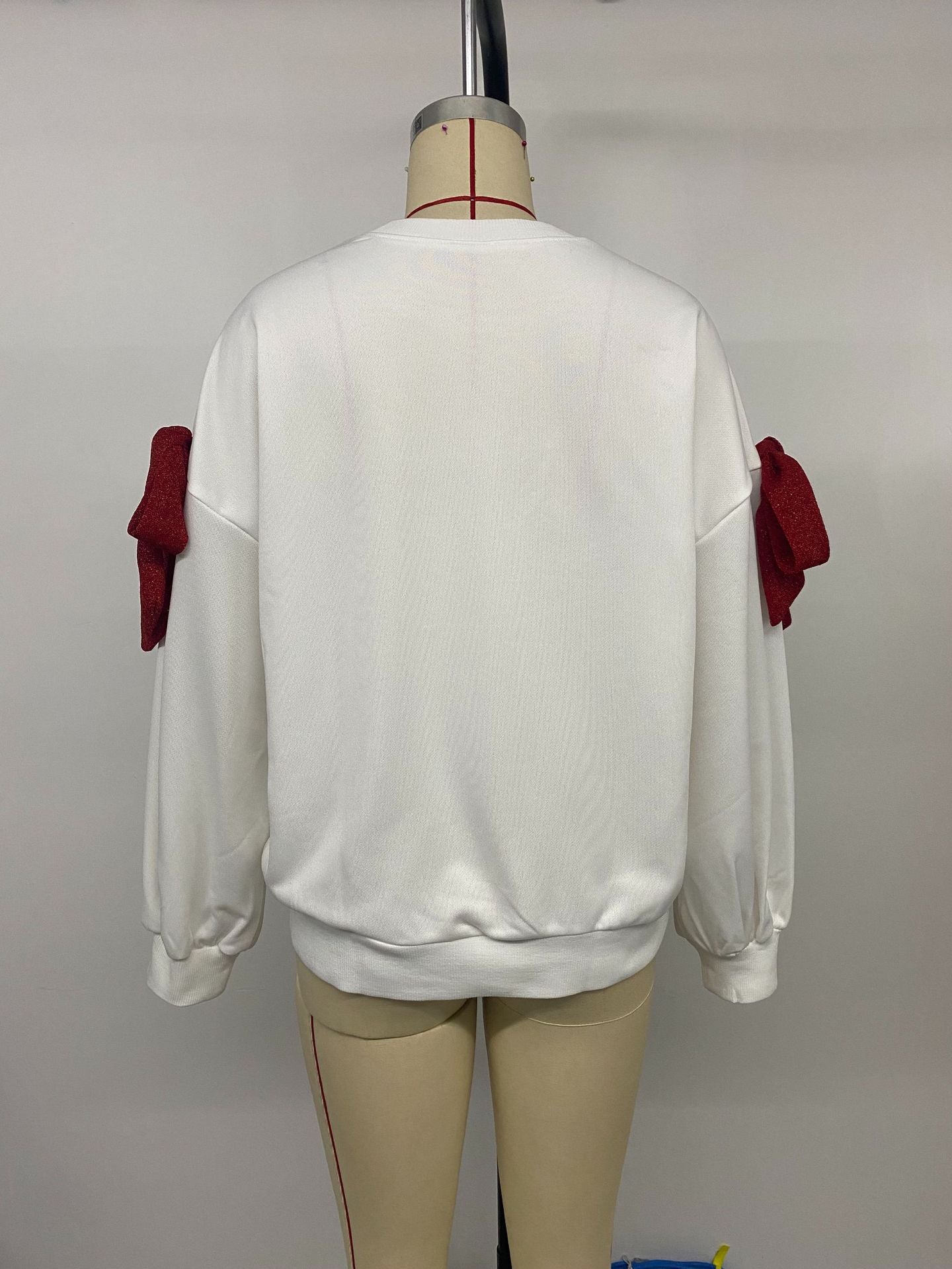 Dating Party Casual Sweet Bow Decoration Long Sleeve White Hoodie