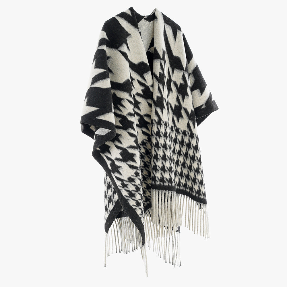 Women Autumn Winter Thickened Cape Coat Split Shawl