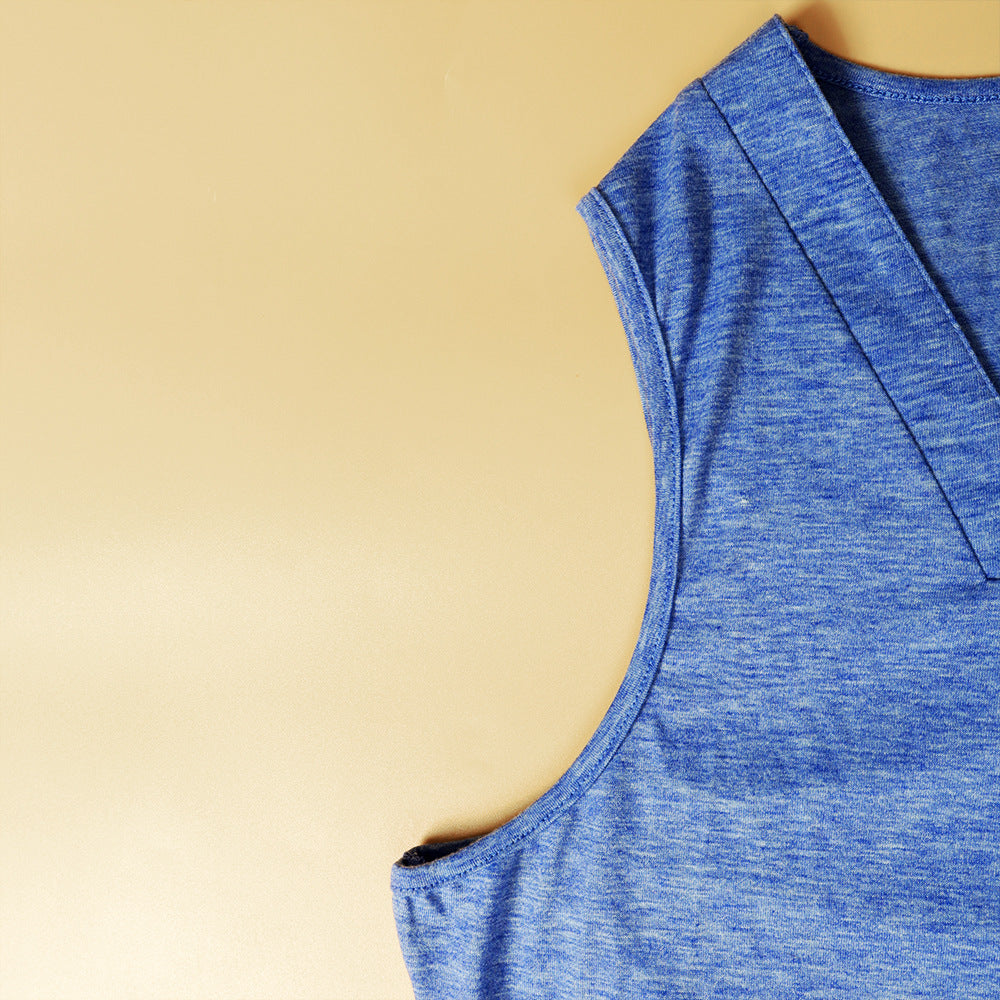 Plus Size Summer Solid Color Square Collar Loose T shirt Vest Top Women