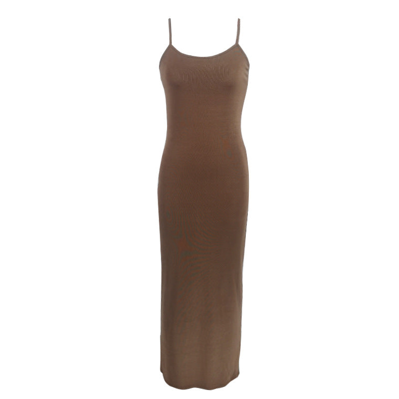 Summer Women Dress Solid Color Dress Comfort Casual Strap Dress