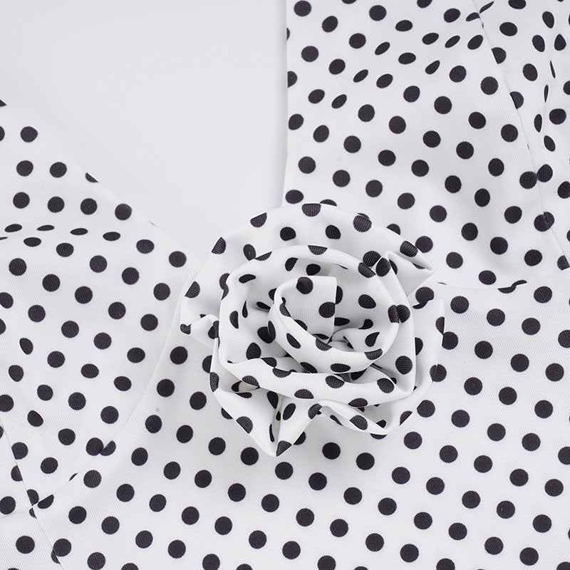 Printed Polka Dot Three Dimensional Floral Two Piece Sets Sexy Sexy Halter Vest Waist Shorts