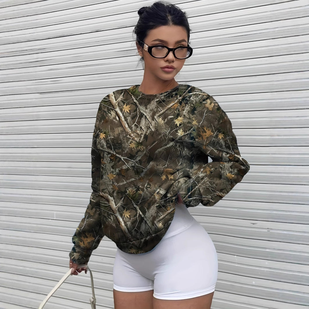 Ancient Stripes Street Casual Minimalist Pattern Printing Elastic Cuffs Women Sweatshirt