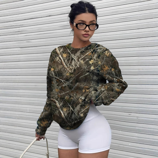 Ancient Stripes Street Casual Minimalist Pattern Printing Elastic Cuffs Women Sweatshirt