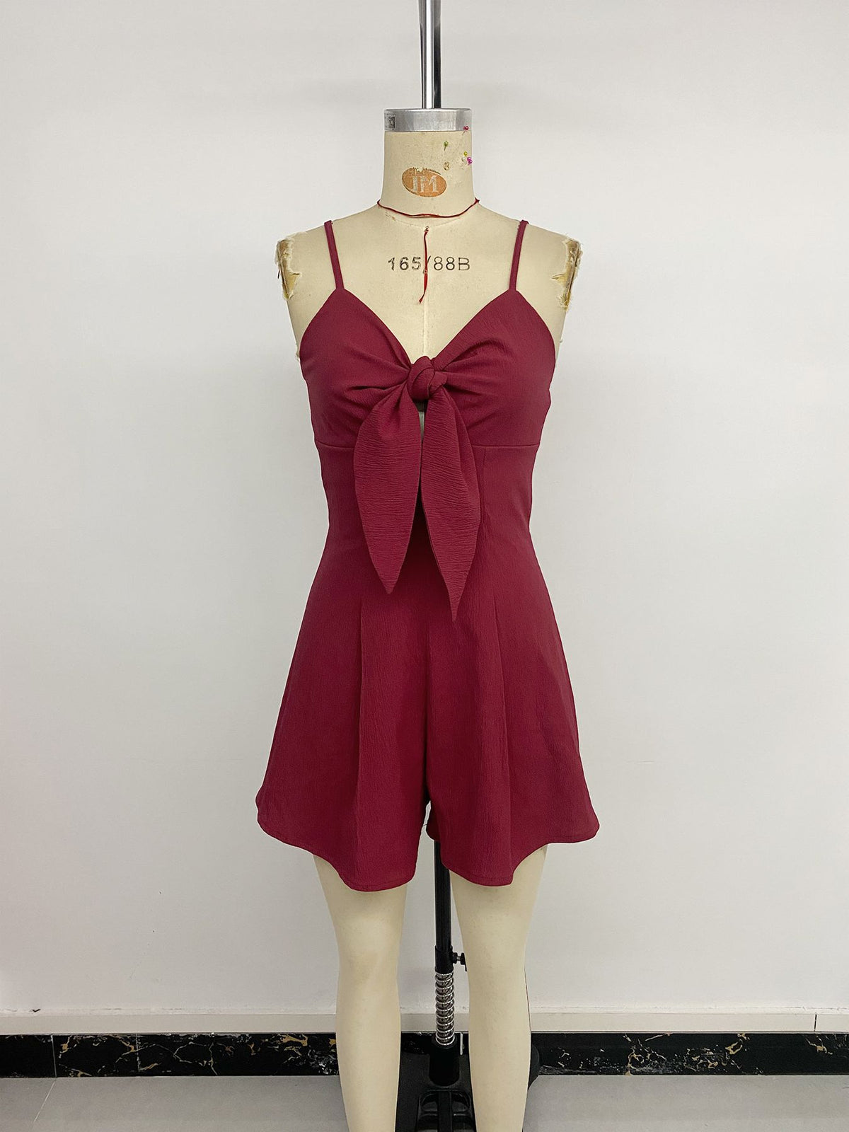 Sexy Date Vacation Chest Lace up Solid Color Suspender Jumpsuit