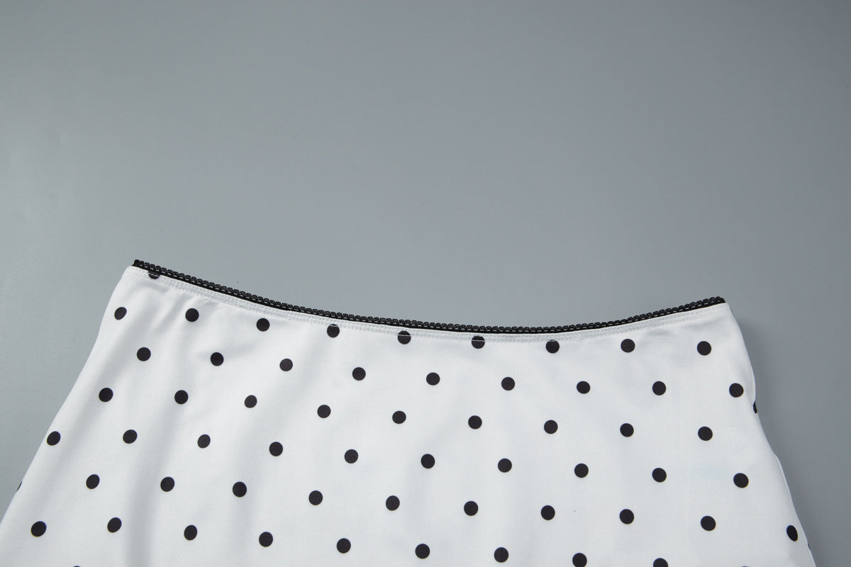 Women Clothing Winter Polka Dot Sexy Sling Slim Skirt Two Piece Set