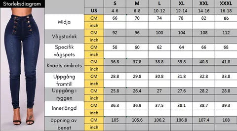 High Waist Casual Jeans Trousers Trendy Double Row Multi Button Slim Stretch Jeans Women