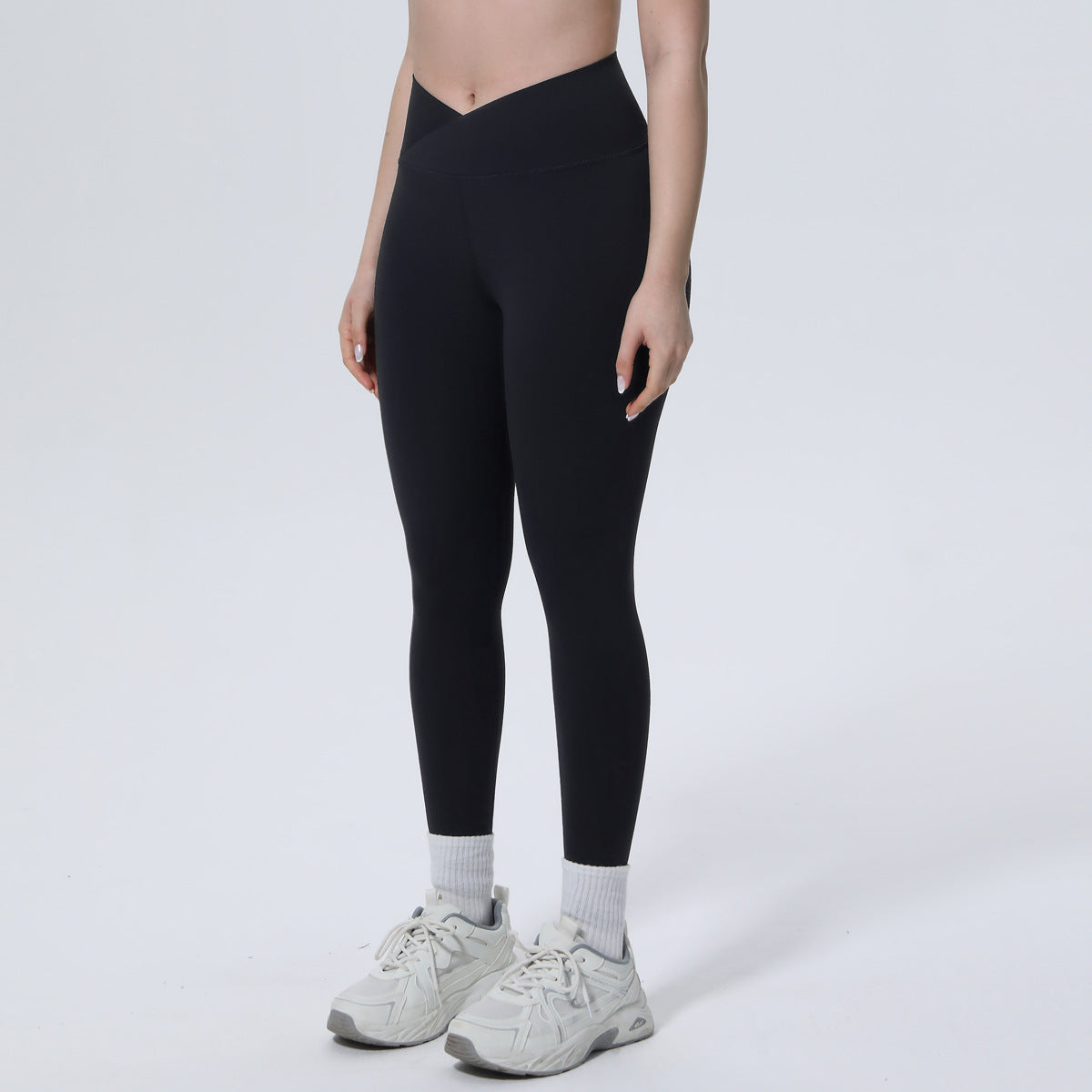 High Waist Nude Feel Seamless Skin Friendly Cross Waist Tight Pants Running Exercise Workout Pants Sexy Slim Fit Yoga Pants