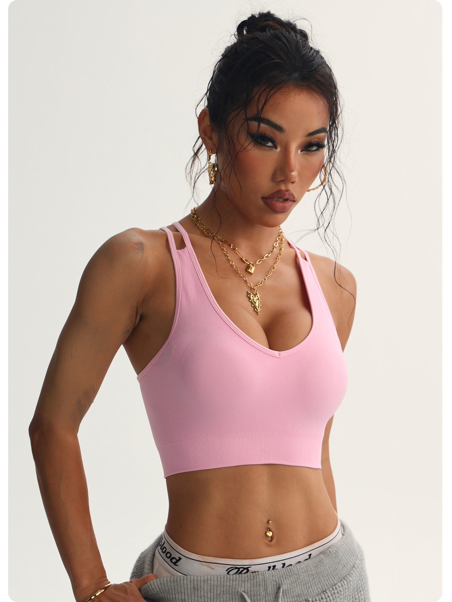 Yoga Clothes Women Sexy Fitness Peach Heart Cross Beauty Back Yoga Bra Sports Underwear