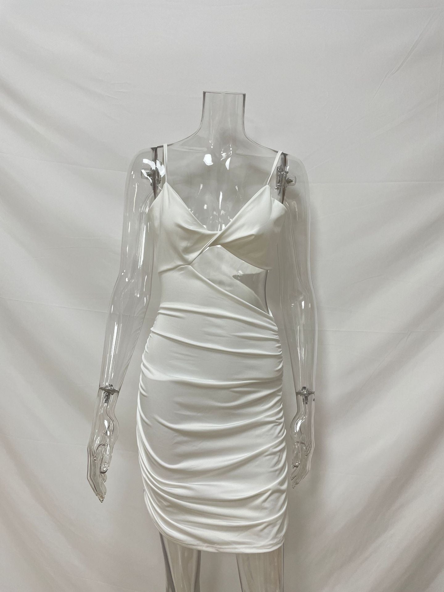 Women Clothing Irregular Asymmetric Suspender Sexy Hollow Out Cutout Slim Ruffle Hip Dress Twisted