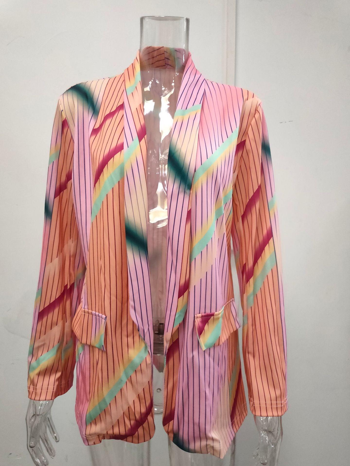 Autumn Winter Women Long-Sleeved Small Blazer New Tie-Dyed Office Professional Slim Fit Jacket Blazer