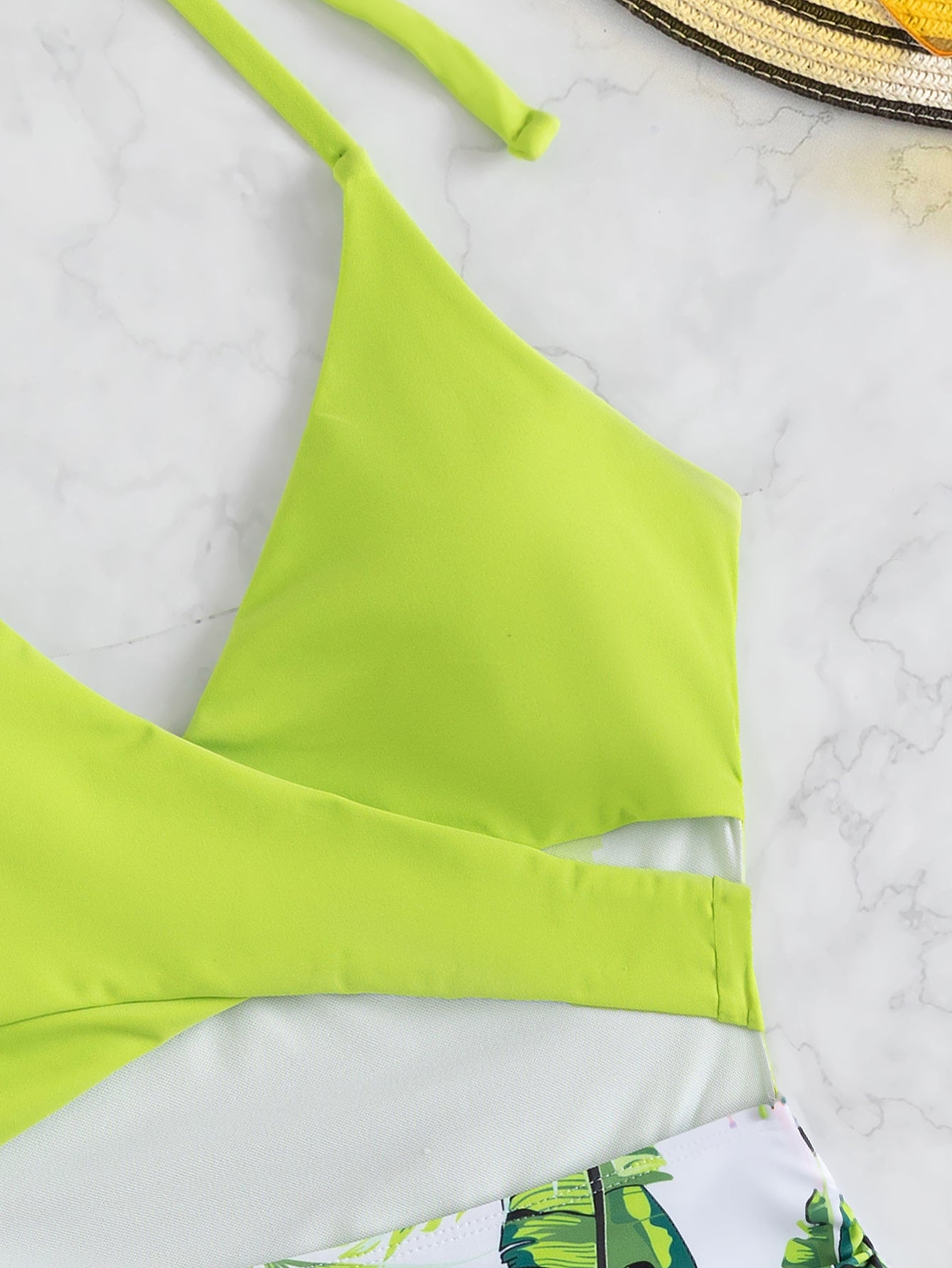 Swimsuit Women Triangle One Piece Lace Printing Bikini Swimsuit Crisscross