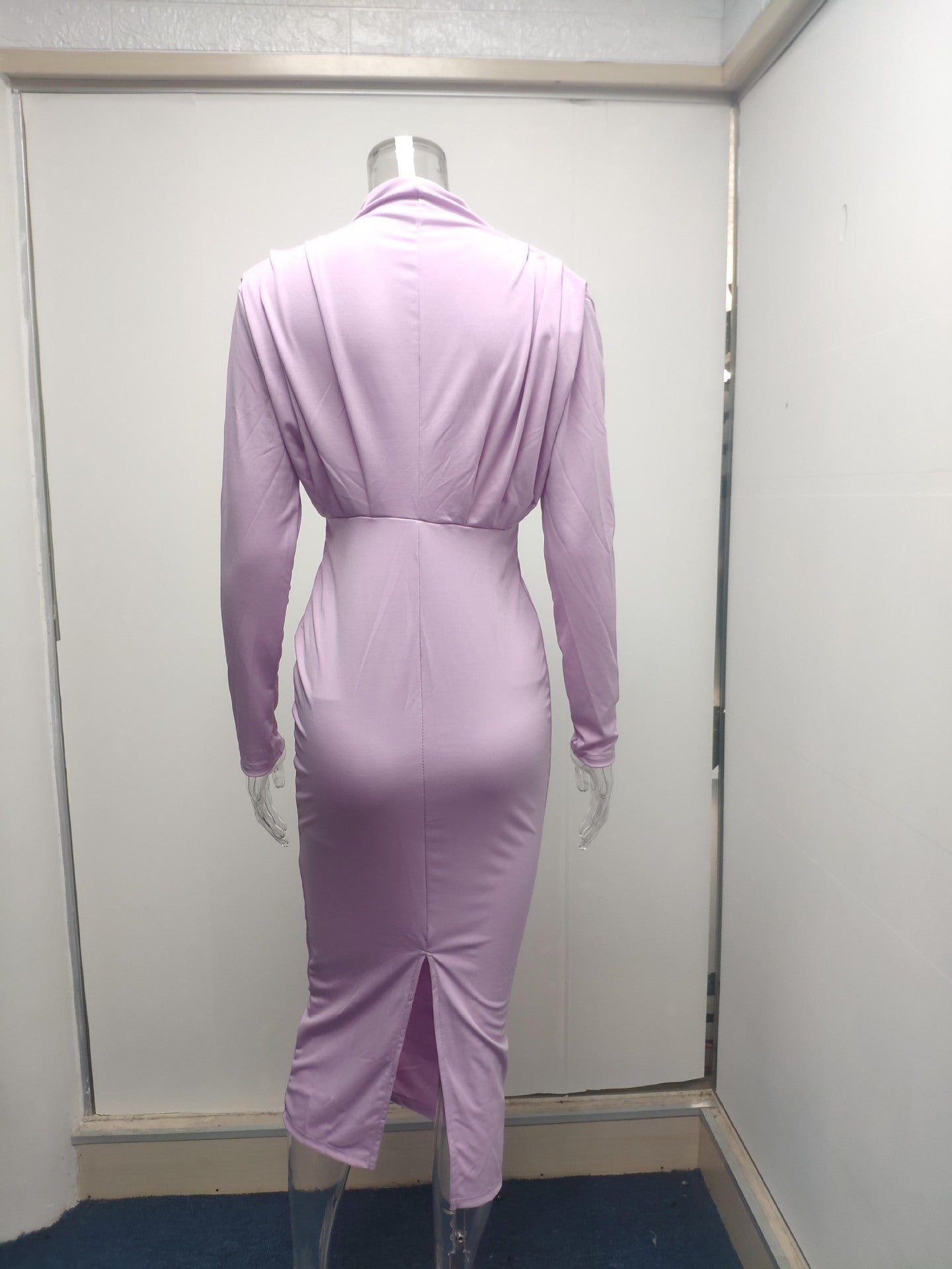 Autumn Waist-Controlled Western Solid Color Long Sleeve Dress