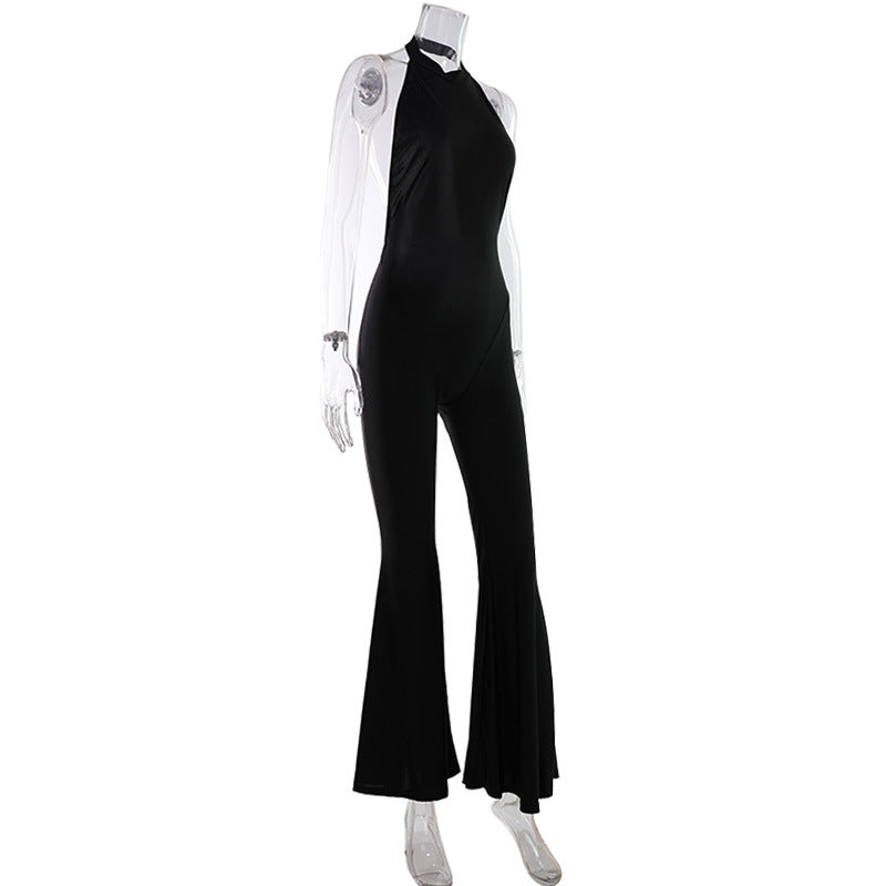 Solid Color Elegant Sexy Halter Backless Slim Fit Slimming Light Luxury Red Carpet Dress Maxi Dress Women