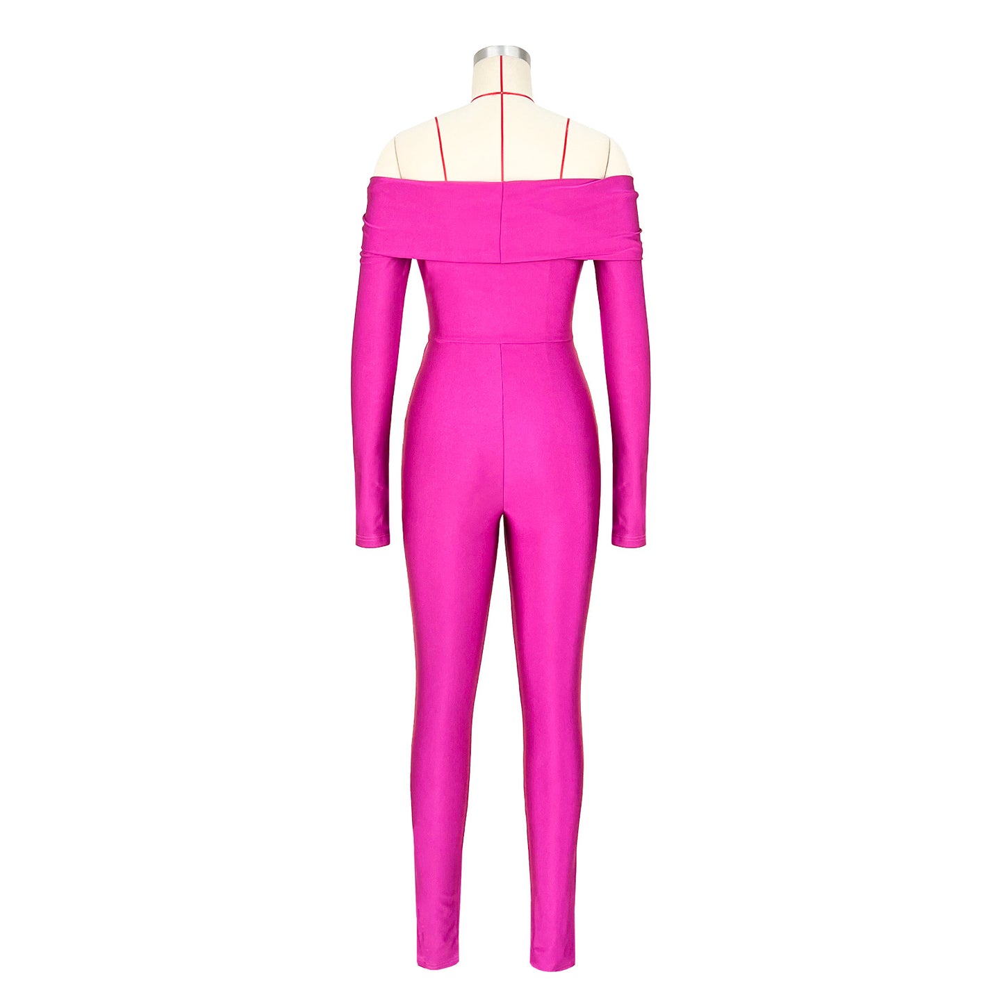 Women Clothing Collared Twist Hollow Out Cutout Cropped Sexy High Waist Long Sleeve Jumpsuit