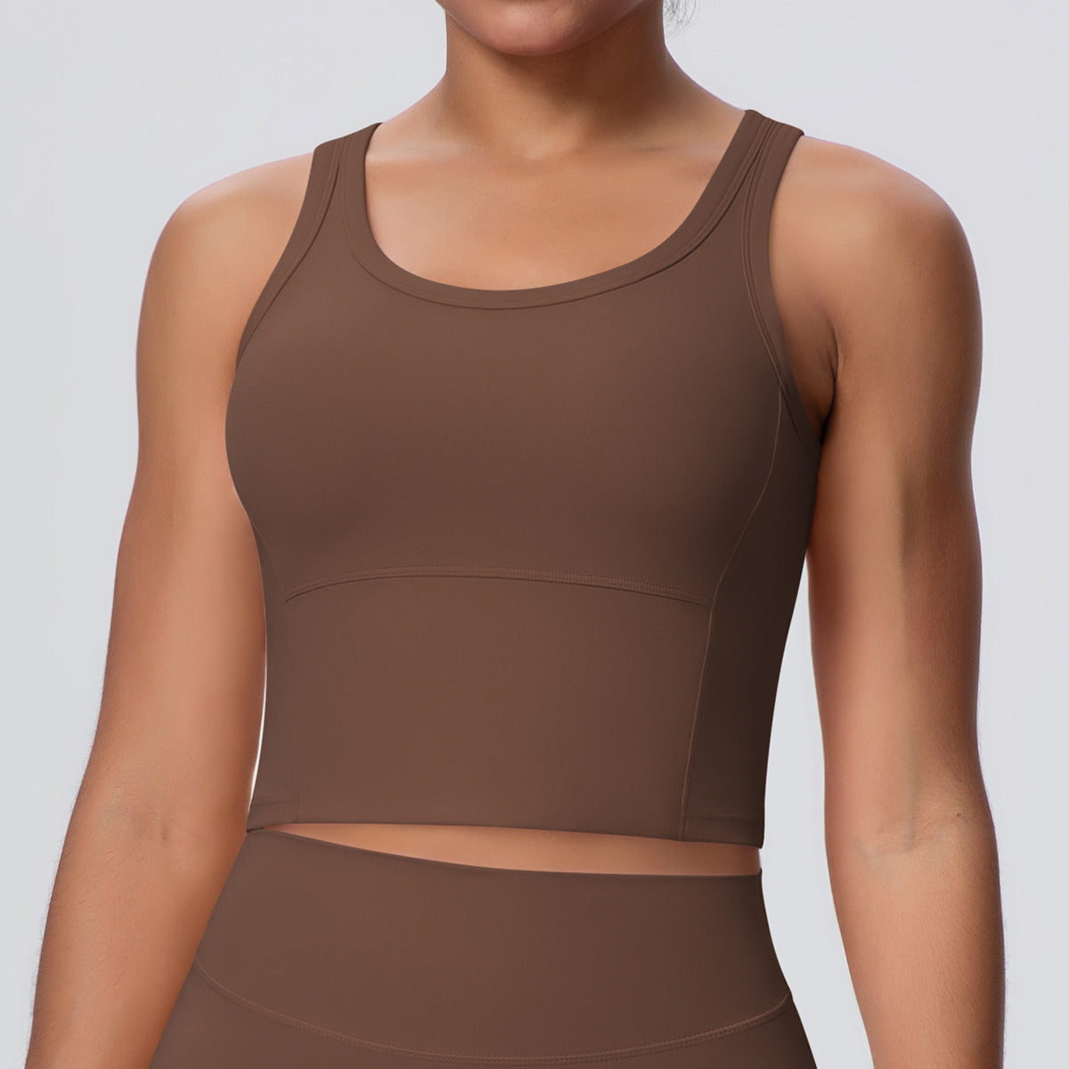 Solid Color Nude Feel Skin Friendly Yoga Jacket with Chest Pad Workout Bra Beauty Back Fitness Vest Sports Underwear for Women