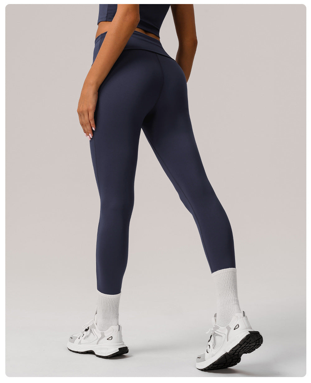Tight Folding Yoga Ninth Pants High Waist Hip Lift Quick Drying Fitness Pants No T Line Outer Wear Casual Sports Pants