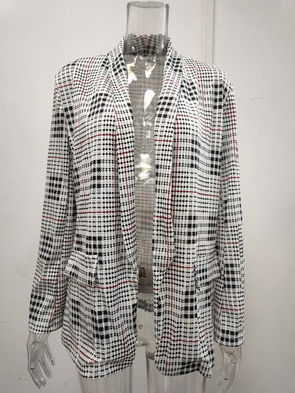 Autumn Winter Women Long-Sleeved Small Blazer New Tie-Dyed Office Professional Slim Fit Jacket Blazer