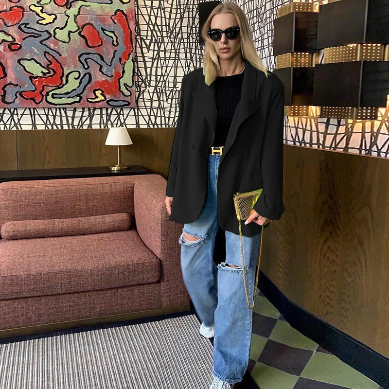 Autumn Long Women Clothing Casual Office Small Blazer for Women