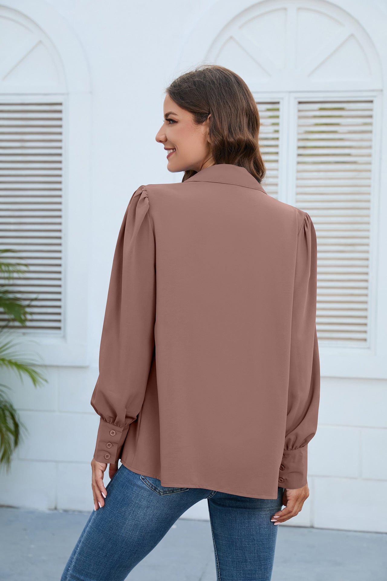 Women Clothing Spring Autumn Chiffon Shirt Women Shirt Pleated Long Sleeved Top Women