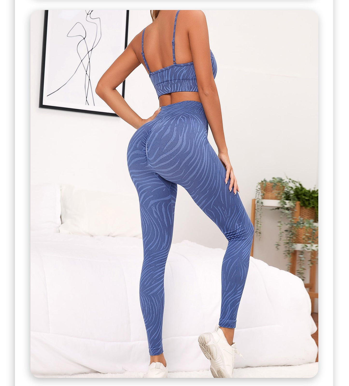 Stone Washed Moisture Wicking Backless Bra Sports Fitness High Waist Trousers Running Yoga Clothes
