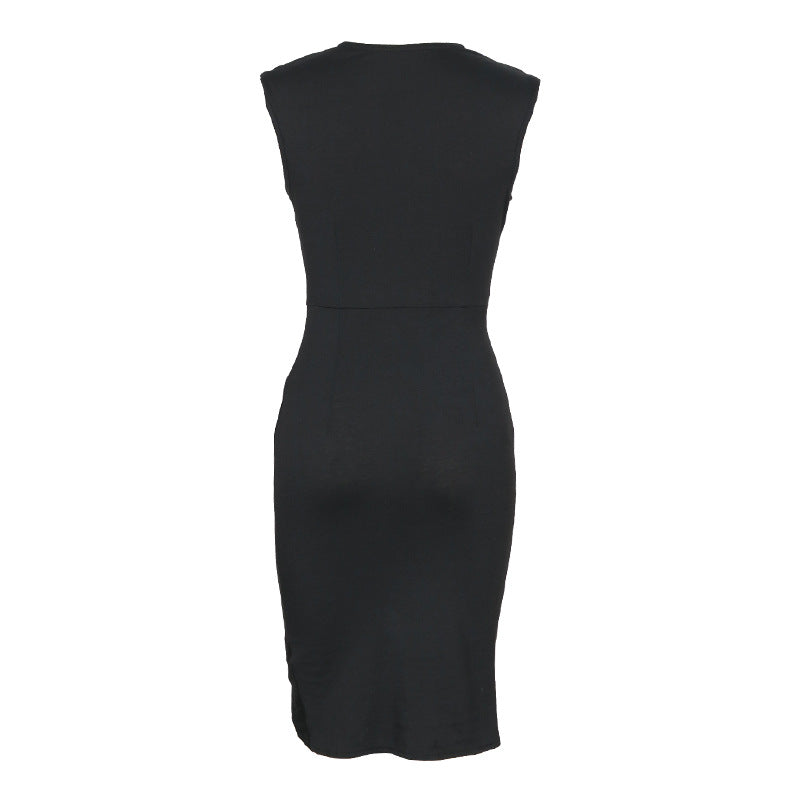 Summer Women Sleeveless Black Slim Dress