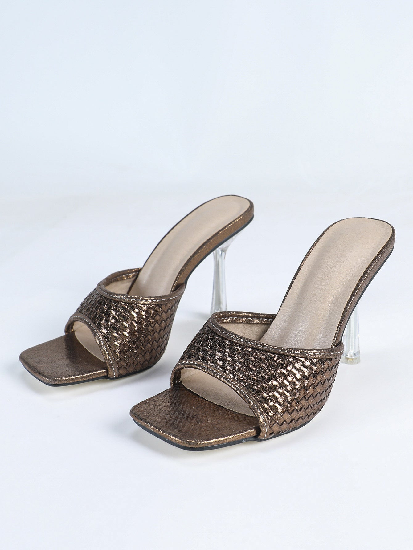 plus Size Square Toe High Heel Sandals Trendy Cocktail Stiletto Heel Slippers Women