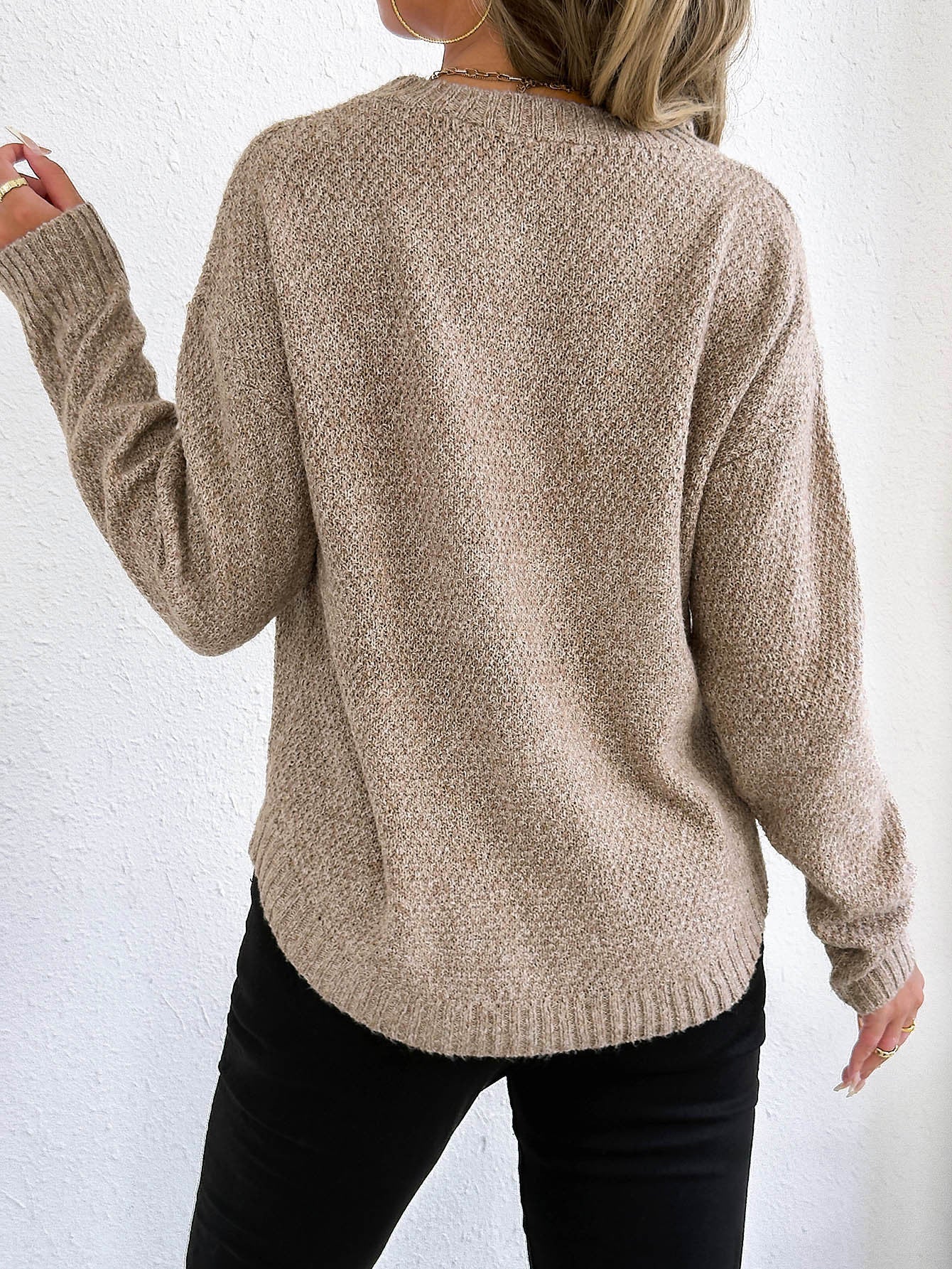 Women Autumn Winter Pullover Top Women Clothing Velvet Woven Sweater Casual Bottoming Shirt round Neck Sweater