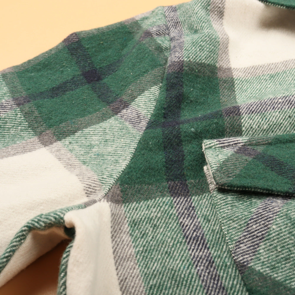 Popular Jacket Long Sleeved Plaid Button Shirt Top for Women