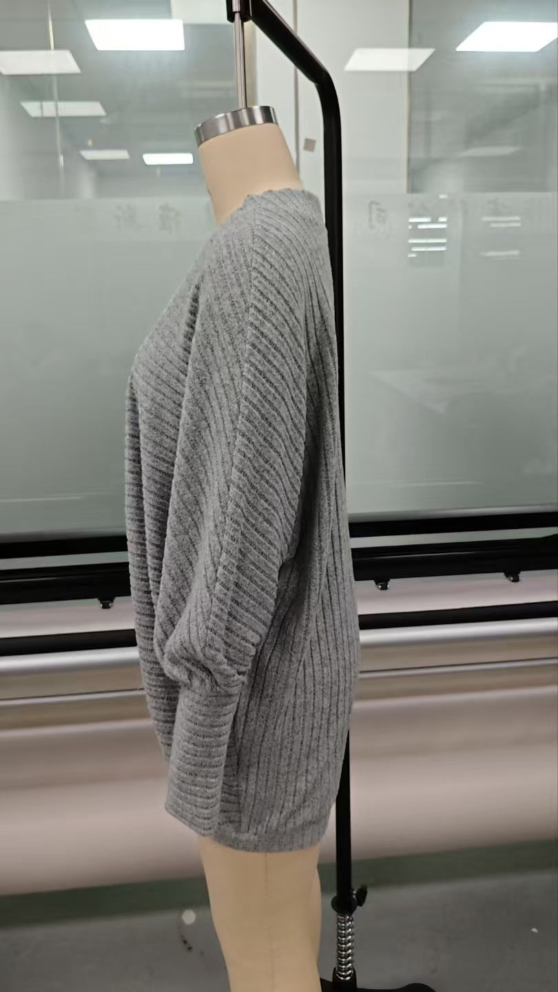 Cardigan Coat Women Autumn Winter Solid Color V neck Loose Knitted Sweater