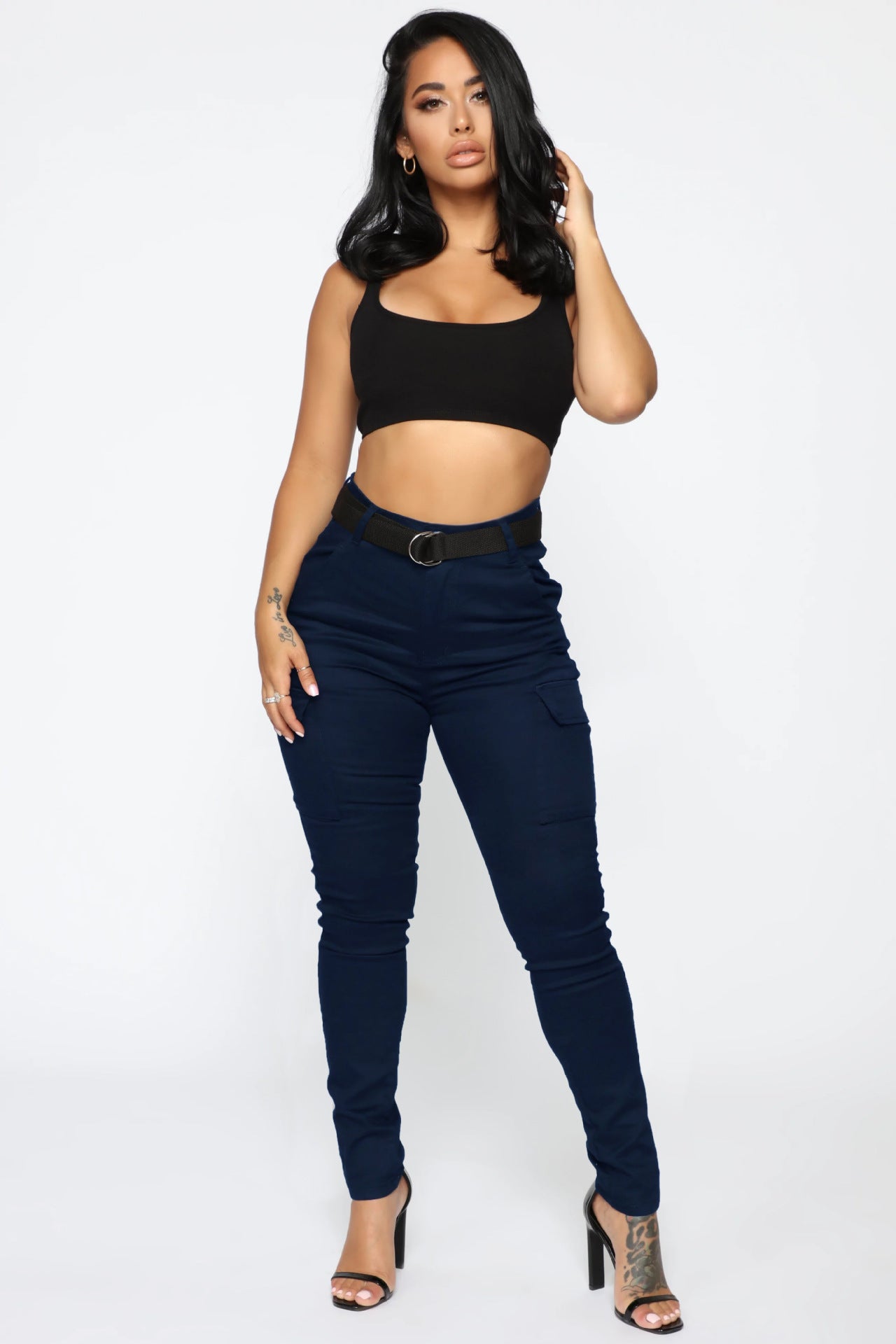 Casual Women Pants Four Seasons Trousers Skinny Sports Stretch Belt Sports Pants