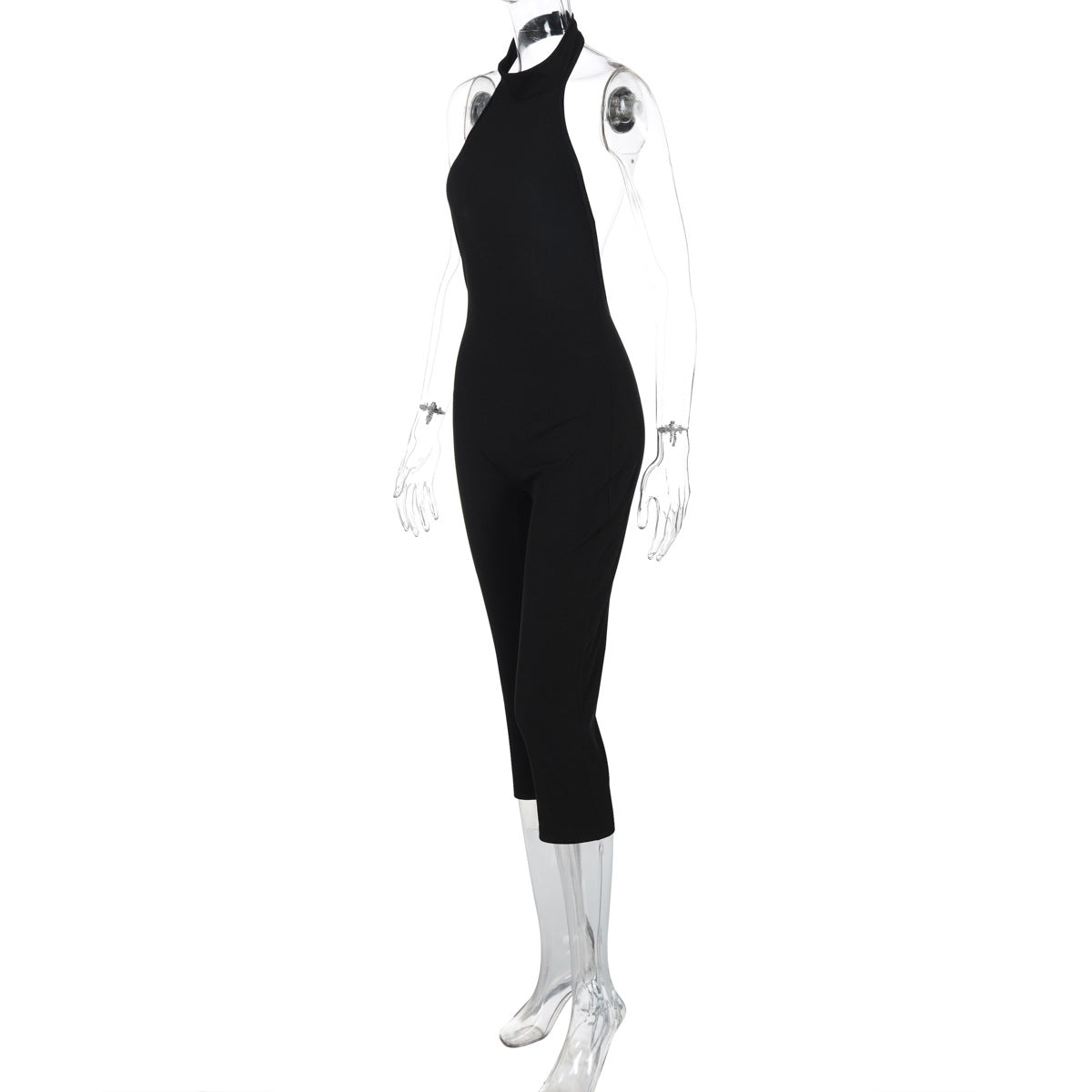 Women Clothing Summer Solid Color Sleeveless Halter Backless Sexy Slim Fit Bodysuit